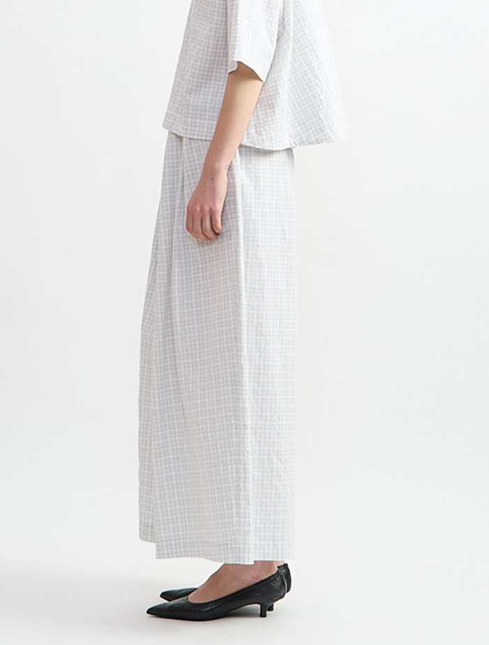 リップルチェックイージータックパンツ 詳細画像 ホワイト&times;グレー 3