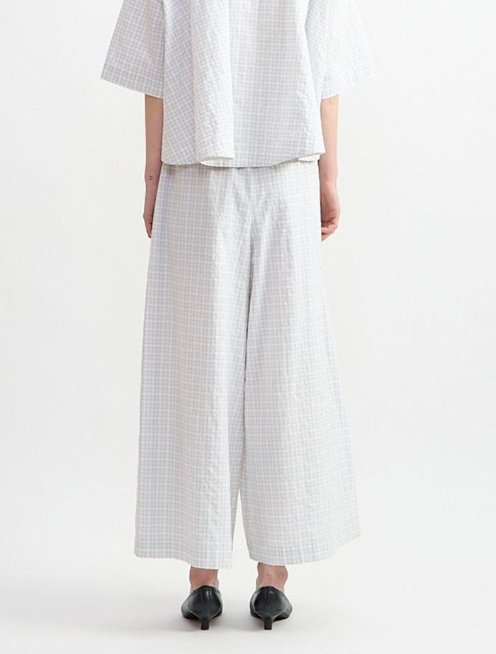 リップルチェックイージータックパンツ 詳細画像 ホワイト&times;グレー 4