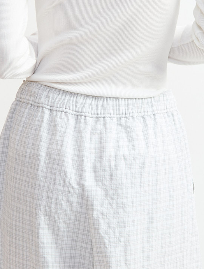 リップルチェックイージータックパンツ 詳細画像 ホワイト&times;グレー 7