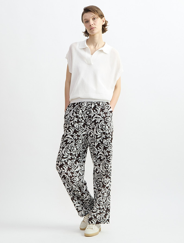 ボタニカルプリントイージーパンツ 詳細画像 ブラウン 1