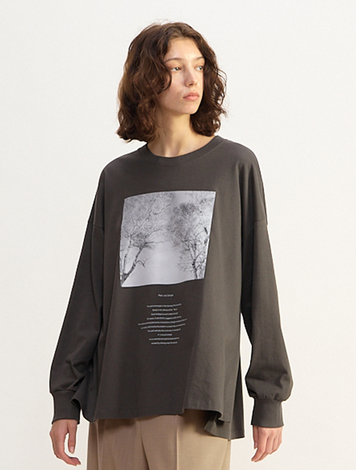 コットン天竺フォトプリントTシャツ 詳細画像 グレー 1