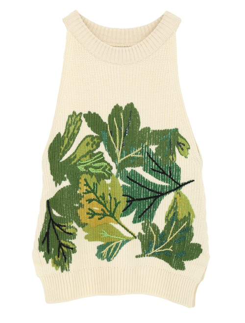 【Mii/ミー】セーター/PRINTED HAND EMBROIDERED SLEEVELESS SWEATER