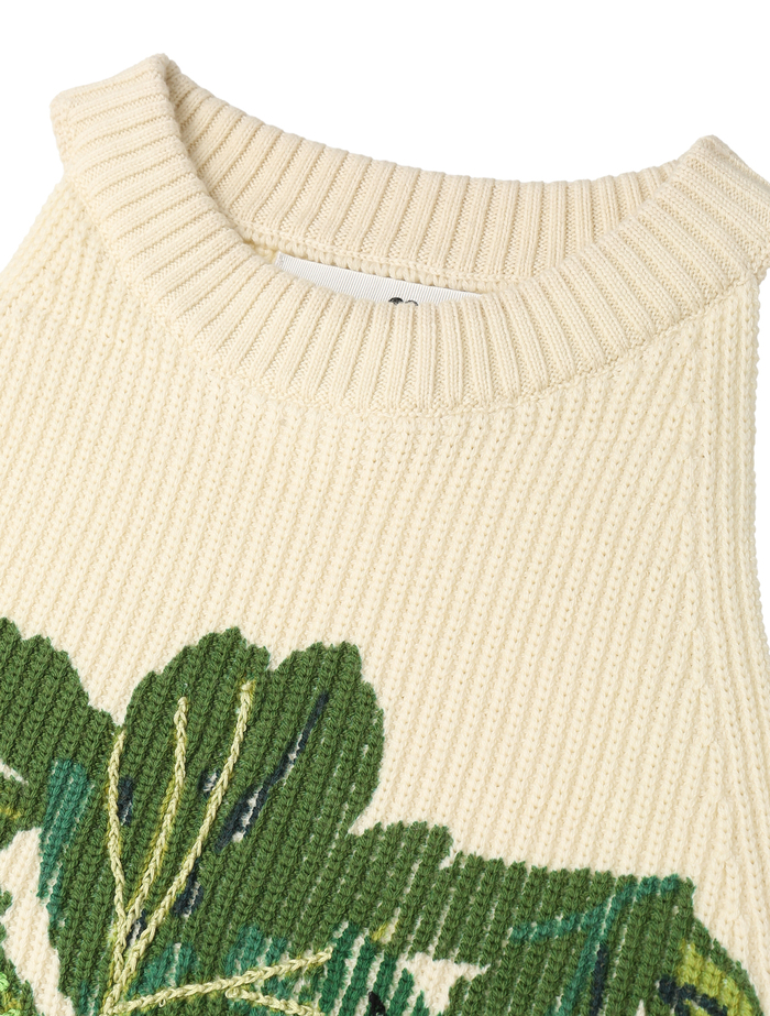 【Mii/ミー】セーター/PRINTED HAND EMBROIDERED SLEEVELESS SWEATER 詳細画像 オフホワイト 3