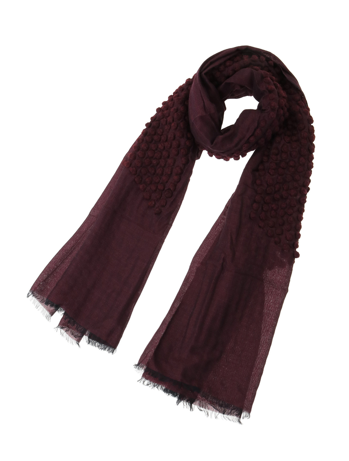 【Mii/ミー】スカーフ/HAND EMBROIDERED SCARF 詳細画像 ボルドー 1